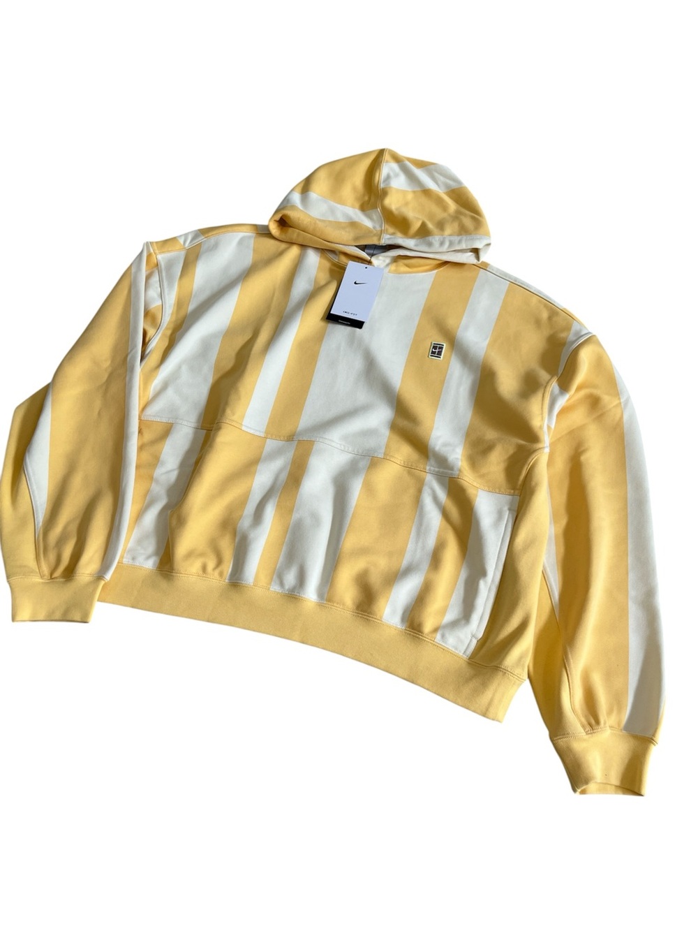 Nike Court Heritage Dri-FIT Printed Tennis Hoodie Sweatshirt Topaz Gold XL NWT